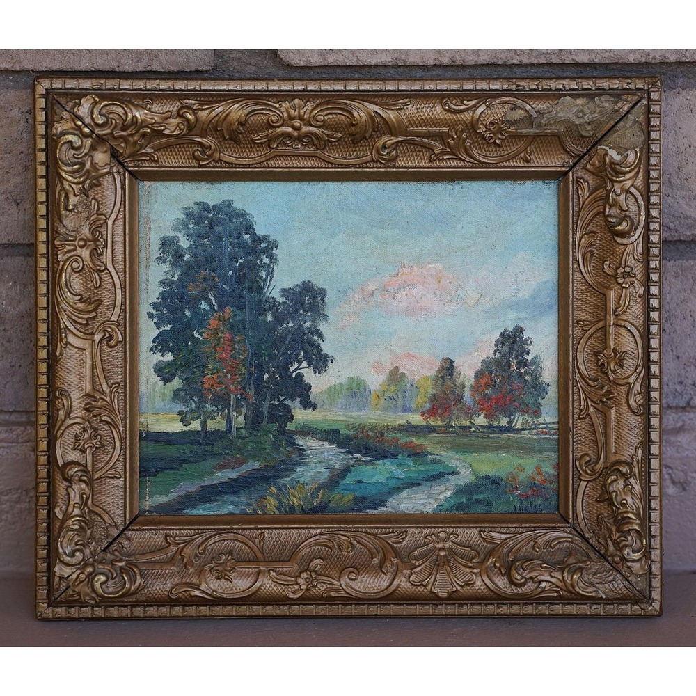 Antique Framed Paul‎ Welsch Oil on Canvas Landscape Painting - 1889-1954 French